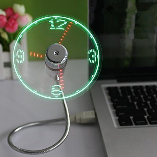 Redlution USB LED Uhr Ventilator mit Echtzeit Anzeigefunktion Tragbarer Kühlventilator Mini USB Schwanenhals Ventilator für Laptop und PC, Silber von Redlution