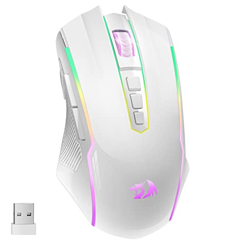 Redragon Gaming Maus Kabellose, RGB Wiederaufladbare Gaming-Maus mit 9 Macro Editing Programmierbare Tasten/8000 DPI, Ergonomische Wireless Gaming Maus, 70Hrs für PC/Mac Gamer, Weiß Redragon Gaming Maus Kabellose, RGB Wiederaufladbare Gaming-Maus mit 9 Macro Editing Programmierbare Tasten/8000 DPI, Ergonomische Wireless Gaming Maus, 70Hrs für PC/Mac Gamer, Weiß von Redragon