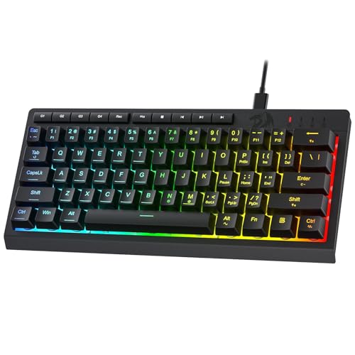 Redragon K522 60% kabelgebundenes RGB-Membran-Gaming-Keyboard, kompaktes Keyboard 61 Tasten linearem mechanischem Schaltergefühl, mit 4 zusätzlichen integrierten Makrotasten und Mediensteuerungstasten von Redragon