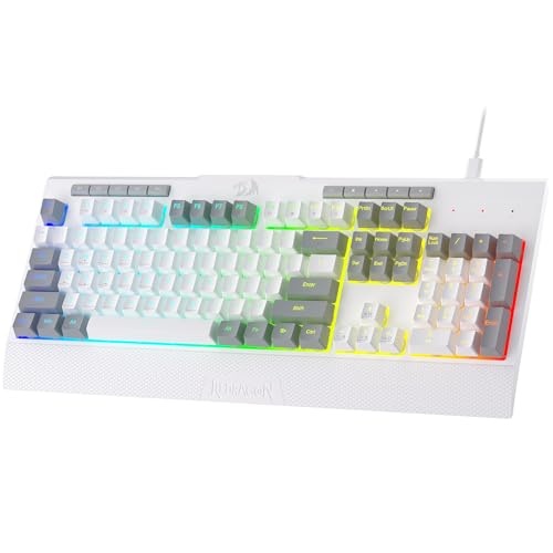 Redragon K525 RGB-beleuchtete kabelgebundene Membran-Gaming-Tastatur mit Multimedia-Tasten, linearem Schalter mit mechanischem Gefühl, 4 zusätzlichen Makrotasten, Mediensteuerung und Handballenauflage von Redragon