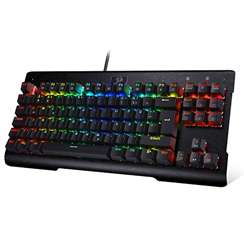 Redragon K561 TKL - Kabelgebundene Gaming-Tastatur - Mechanisch Tastatur - Kompakter Tenkeyless -RGB Beleuchtung - Anti-Ghosting, Deutsches (QWERTZ) Layout, Plug & Play, Blue Switch, (Schwarz) von Redragon