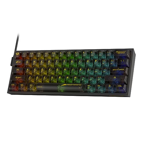 Redragon K617 60% kabelgebundene RGB-Gaming-Tastatur, 61 Tasten, vollständig transparente Tastatur, schallabsorbierende Schaumstoffe, durchscheinender benutzerdefinierter Schalter, (K617 SE) von Redragon
