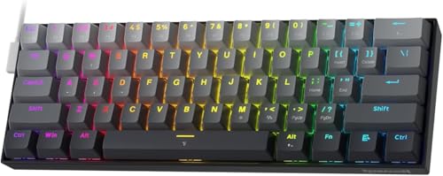 Redragon K617 Schneller Auslöser Gaming Tastatur, 60% Kabelgebundene mechanische Tastatur mit 61 Tasten, Spezieller Magnetschalter, Betätigungspunkt einstellbar, 8K-Hz-Abfragerate, Grau von Redragon