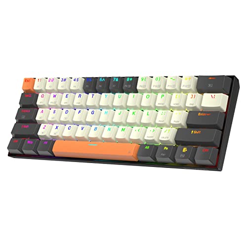 Redragon K644 SE 65% kabellose RGB-Gaming-Tastatur mit 3 Modi, 61 Tasten, Hot-Swap-fähige, kompakte mechanische Tastatur mit Hot-Swap-PCB-Sockel und kreativem 1,2-mal größerem, rote linearem Schalter von Redragon