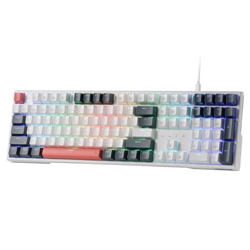 Redragon K668 RGB-Gaming-Tastatur, 104 Tasten + 4 zusätzliche Hotkeys, kabelgebundene mechanische Tastatur mit schallabsorbierendem Schaumstoff, Tastenkappen, roter Schalter von Redragon