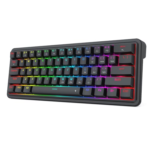 Redragon K722 60% kabelgebundene Gasket RGB Gaming-Tastatur, 61 Tasten Hot-Swap kompakte mechanische Tastatur mit Free-Mod-Sockel, 3-lagige Geräuschdämpfung, leise benutzerdefinierte lineare Schalter von Redragon