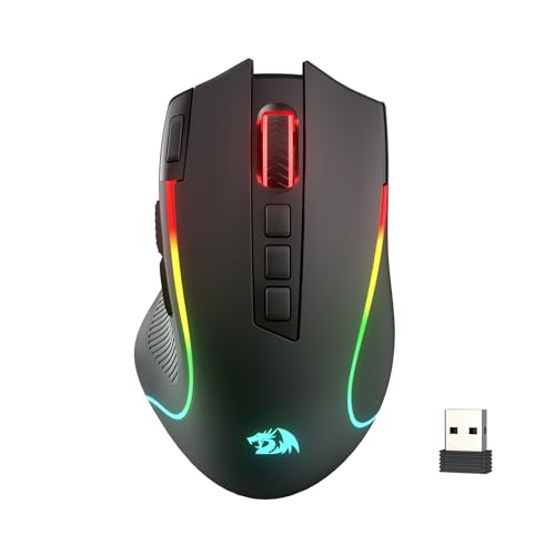 Redragon M612 PRO RGB Gaming Maus 8000 DPI Kabelgebundene/Kabellose Maus mit 9 Programmierbaren Tasten & 6 Hintergrundbeleuchtungsmodi BT & 2.4G Drahtlose Softwareunterstützung von Redragon