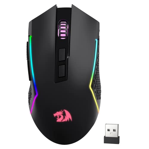 Redragon M693 Wireless Gaming Mouse, 8000 DPI kabelgebundene/drahtlose Maus mit 3-Modi-Verbindung, BT & 2.4G Wireless, 7 Makro-Tasten, langlebige Akkukapazität und RGB für PC/Mac/Laptop von Redragon