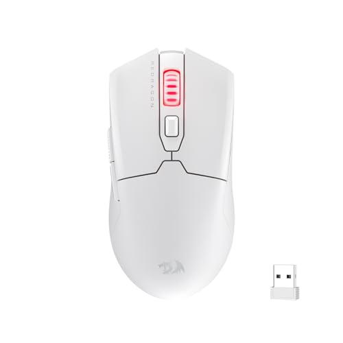 Redragon M995 Wireless Gaming Mouse, 26000 DPI Wired/Wireless Mouse mit 3-Modus-Verbindung, BT & 2.4G Wireless, 6 Makro-Tasten, langlebige Power Capacity für PC/Mac/Laptop, Weiß von Redragon