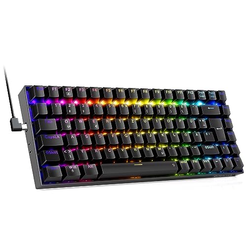 Redragon Mechanische Gaming Tastatur, RGB 75% Mechanische Tastatur mit Hot-Swappable Rote Linear Switches,85 Tasten Programmable QWERTZ Layout Tastaur K629 von Redragon