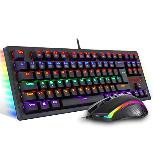 Redragon S113 Gaming Keyboard and Mouse Combo Wired Mechanical LED Rainbow Keyboard Backlit with Brown Switches and RGB Mouse 4200 DPI for Windows PC von Redragon
