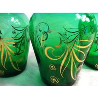 Anker-Vase Klares Grünes Glas Mit Gold-Akzenten Kleine Dekorative Vase | 1 von Redstone2020