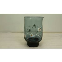 Libbey Glas "Dogwood" Muster Klar Rauchblau Mit Verzweigten Blumen Akzenten 1970Er 1980Er Jahre Ausgezeichneter Zustand von Redstone2020