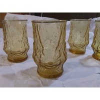 Ein | 1 Libbey "Regenflower" Saftglas Gelb Honig Gold Bernstein in Ausgezeichnetem Zustand von Redstone2020
