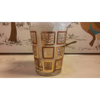 Lotus Glaswaren Becher Gold Und Braun Florale Themen Vintage Trinkglas von Redstone2020