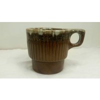 Monmouth Western Pottery Becher Kaffeetasse Braun Und Tan Drip Glasiertes Steinzeug von Redstone2020