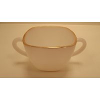 Square Zuckerschale Milchglas Mit Goldrand von Redstone2020