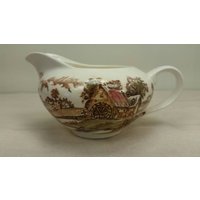 Transferware Sauci Boot Oder Antikes Milchkännchen Mit Wunderschöner Mühle Und Creek Szene in Hervorragendem Zustand Hergestellt Japan von Redstone2020