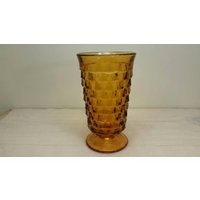 Whitehall Sockelglas Eisteeglas #2312 "Kubist" Bernsteinglas Gelb Vintage von Redstone2020