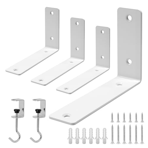 Redunest L schwebende Regalhalterungen, 4 Stück, robuste L-Halterungen für Regale, L 15,2 x H 10,2 cm, weiße Metall-Arbeitsplattenstützen, Wandmontage für Holz Redunest L schwebende Regalhalterungen, 4 Stück, robuste L-Halterungen für Regale, L 15,2 x H 10,2 cm, weiße Metall-Arbeitsplattenstützen, Wandmontage für Holz von Redunest