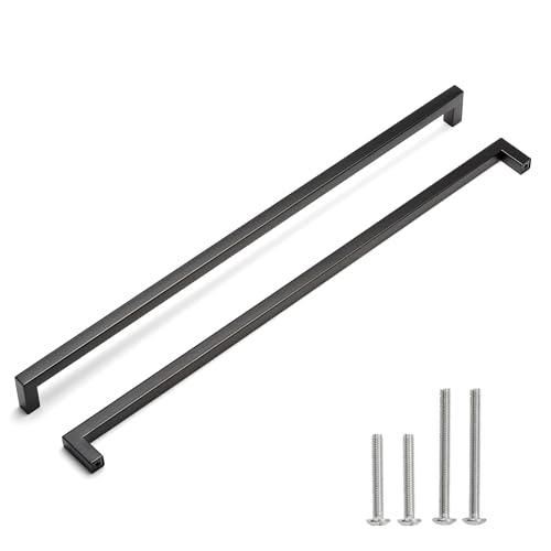 Redunest Schrankgriffe, mattschwarz, quadratische Schubladengriffe, 2 Stück, 45,7 cm, Edelstahl, Küchentür, Schrank, Schrankgriffe, Schubladengriffe, 458 mm Lochmitten Redunest Schrankgriffe, mattschwarz, quadratische Schubladengriffe, 2 Stück, 45,7 cm, Edelstahl, Küchentür, Schrank, Schrankgriffe, Schubladengriffe, 458 mm Lochmitten von Redunest