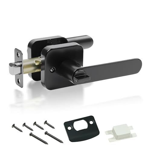 Redunest Schwarze Türdrücker für den Innenbereich, Privatsphäre, Türgriff-Set, modernes quadratisches Sockel, Türschloss für Schlafzimmer, Bad, wendbar, schlüssellos, runde Ecktürgriffe passend für Redunest Schwarze Türdrücker für den Innenbereich, Privatsphäre, Türgriff-Set, modernes quadratisches Sockel, Türschloss für Schlafzimmer, Bad, wendbar, schlüssellos, runde Ecktürgriffe passend für von Redunest
