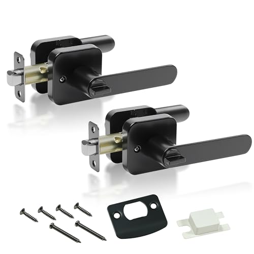 Redunest Türdrücker für den Innenbereich, schwarz, 2 Stück, Sichtschutz-Türgriff-Set, modernes quadratisches Sockel, Türschloss für Schlafzimmer, wendbar, schlüssellos, runde Ecktürgriffe für linke Redunest Türdrücker für den Innenbereich, schwarz, 2 Stück, Sichtschutz-Türgriff-Set, modernes quadratisches Sockel, Türschloss für Schlafzimmer, wendbar, schlüssellos, runde Ecktürgriffe für linke von Redunest