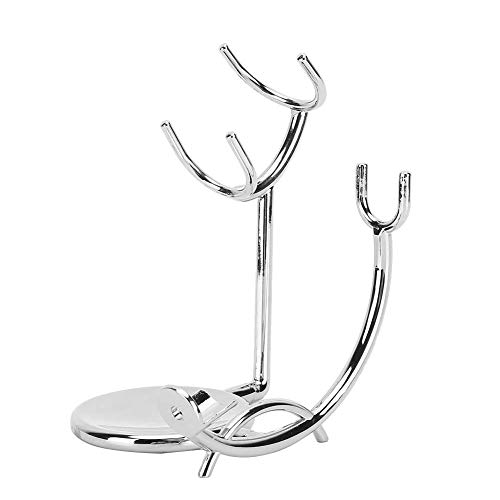 Redxiao Rasierset Halter - Metall - Bartschneider, Bartbürste & Seifenschale - Silber - Manueller Ständer von Redxiao