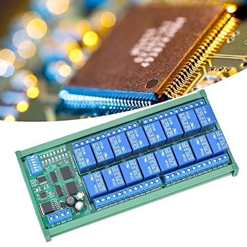16-Kanal Relais Modul, DC 12V Sps-Erweiterung Mit Din-Schienengehäuse Modbus- Und At-Kompatibel Industrieautomation Steuerplatine für serielle Steuerungssysteme von Redxiao