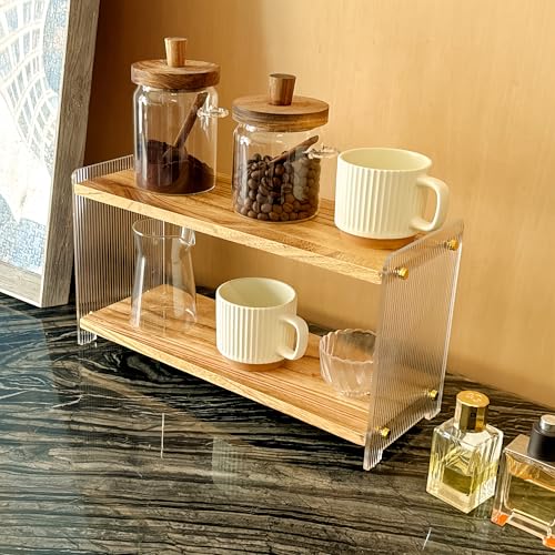 ReeGii Kaffeestation-Organizer, 2 Etagen, Massivholz-Tassenregal mit rutschfesten, transparenten Gummifüßen für Kaffeebar, Matcha-Station, Tee-Aufbewahrung – für Tassen, Bohnen, Sirup, Tassen, Rührer ReeGii Kaffeestation-Organizer, 2 Etagen, Massivholz-Tassenregal mit rutschfesten, transparenten Gummifüßen für Kaffeebar, Matcha-Station, Tee-Aufbewahrung – für Tassen, Bohnen, Sirup, Tassen, Rührer von ReeGii