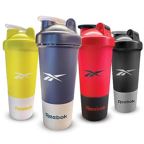 Reebok Shaker-Flasche mit athletischem Design – Shaker-Flaschen 500 ml – Protein-Shaker-Flasche – Shaker-Flaschen für Fitnessstudio, Laufen, Wandern usw. – BPA-frei (blau) von Reebok