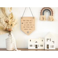 How Long Will I Love You Wimpel, Kinderzimmer Wimpel Fahne, Dekor, Hängend von ReeceDesignWorks