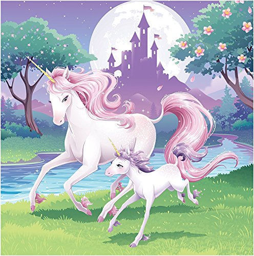 16 Servietten * FANTASY EINHORN * für Kindergeburtstag oder Motto-Party // Napkins Motto Unicorn Mädchen Traumwelt Schloss Wolken von Creative Converting