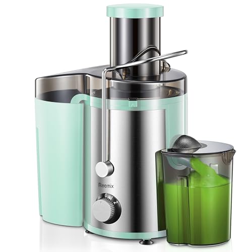 Reemix Entsafter Gemüse und Obst, Max Juicer Machine aus Edelstahl mit 3 Geschwindigkeitsstufen (Aqua, 800W) von Reemix
