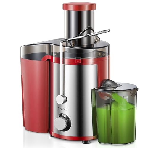 Reemix Entsafter Gemüse und Obst, Max Juicer Machine aus Edelstahl mit 3 Geschwindigkeitsstufen (Rot, 800W) von Reemix