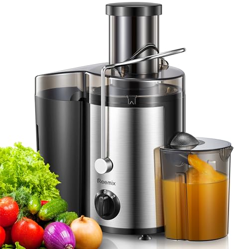 Reemix Entsafter Gemüse und Obst, Max Juicer Machine aus Edelstahl mit 3 Geschwindigkeitsstufen (Black, 500W) von Reemix