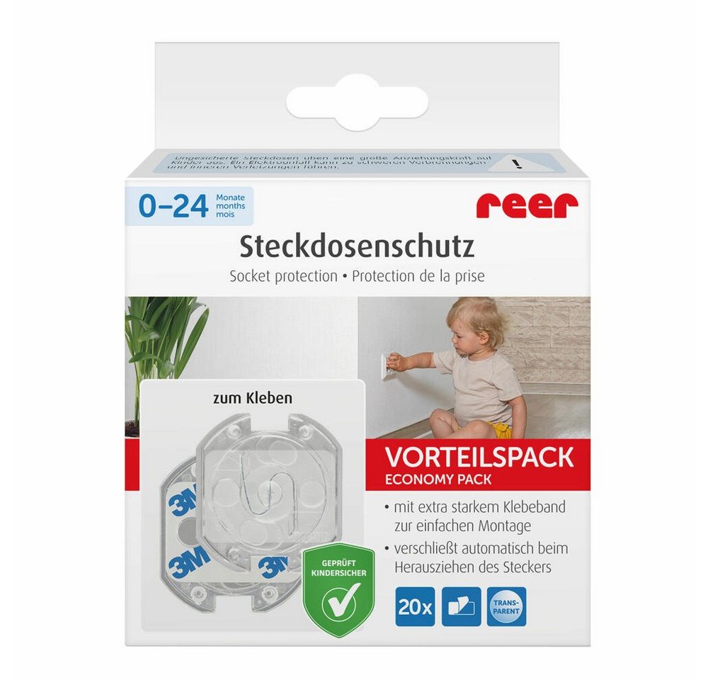 Reer Kindersicherung Steckdosenschutz 20er Set Transparent von Reer