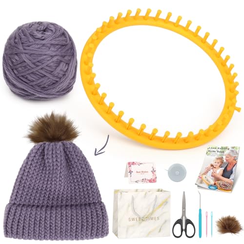 Reessy Loom Strickset für Anfänger Erwachsene, komplettes Strickwebstuhl-Set mit leicht verständlichen Anweisungen Webstuhlhaken und weichem Garn, Anfänger lernen Strickmütze, fantastische Stricken von Reessy