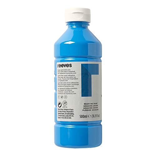 Reeves 4551044 Ready Mix Flasche, 500ml, flüssige Tempera der Spitzenklasse, intensive Farbe - brillantblau von Reeves