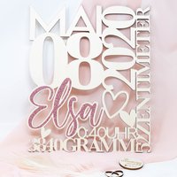 Geburtsdaten Holzschild Personalisiert | Baby Geschenke Zur Geburt Kinderzimmer Deko Namensschild Taufgeschenk Erinnerungsstück von Reezadesign