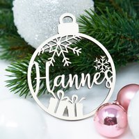 Weihnachtsbaumkugel Holzanhänger Personalisiert "Geschenk" | Weihnachtskugeln Mit Name Weihnachtsgeschenk Reezadesign von Reezadesign