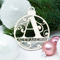 Weihnachtsbaumkugel Holzanhänger Personalisiert "Monogramm" | Weihnachtskugeln Mit Name Weihnachtsgeschenk Reezadesign von Reezadesign