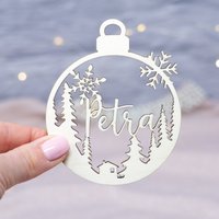 Weihnachtsbaumkugel Holzanhänger Personalisiert "Weihnachtswald" | Weihnachtskugeln Mit Name Weihnachtsgeschenk Reezadesign von Reezadesign