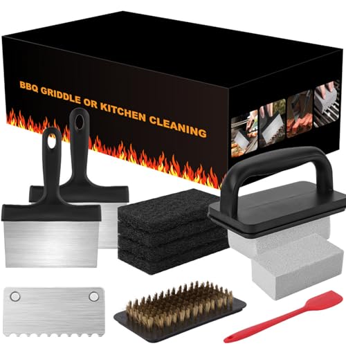 14-teiliges Grillschaber-Reinigungsset für Blackstone, komplettes Grillreiniger-Set mit flacher Oberseite, mit Scheuerschwamm, Grillstein, Lebensmittelblech, Metalldrahtbürste, Zubehör 14-teiliges Grillschaber-Reinigungsset für Blackstone, komplettes Grillreiniger-Set mit flacher Oberseite, mit Scheuerschwamm, Grillstein, Lebensmittelblech, Metalldrahtbürste, Zubehör von Refein