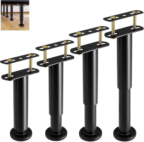 Refein 4 Stück Höhenverstellbar Möbelfüße, Metall Verstellbar Tischbeine 18-33 cm, 800kg Robuste Bettfüße Möbel Beine Geeignet für Bett, Tisch, Schrank (Schwarz) von Refein