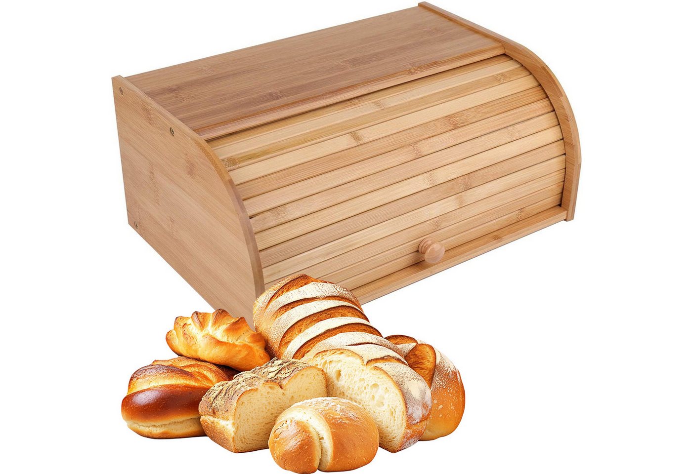 Refined Living Brotkasten Bambus-Brotkasten mit Rolldeckel Rollbrotkasten Brotaufbewahrung, (Brotkorb Aufbewahrungsbox Brot Box Vorratsdose für Brot Brotkiste, 1-tlg., für aromadichte Brot Aufbewahrung, Brotwächter für Brötchen und Gebäck), Aufbewahrung Brotkiste mit Rolldeckel als Brottrommel 38x26x16.5cm Refined Living Brotkasten Bambus-Brotkasten mit Rolldeckel Rollbrotkasten Brotaufbewahrung, (Brotkorb Aufbewahrungsbox Brot Box Vorratsdose für Brot Brotkiste, 1-tlg., für aromadichte Brot Aufbewahrung, Brotwächter für Brötchen und Gebäck), Aufbewahrung Brotkiste mit Rolldeckel als Brottrommel 38x26x16.5cm von Refined Living