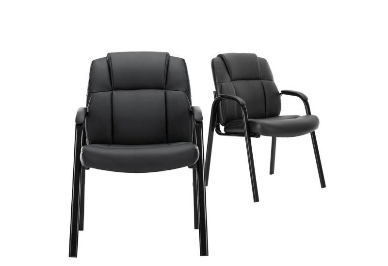 Refined Living Bürostuhl Besucherstuhl mit gepolsterten Armlehnen PU-Leder Metallrahmen 125kg (Konferenzstühle Verdickte Rückenlehne Wartebereich Lounge, 2 St), Chefsessel für Besprechungsraum im Empfangsbereich Verhandlungsraum von Refined Living