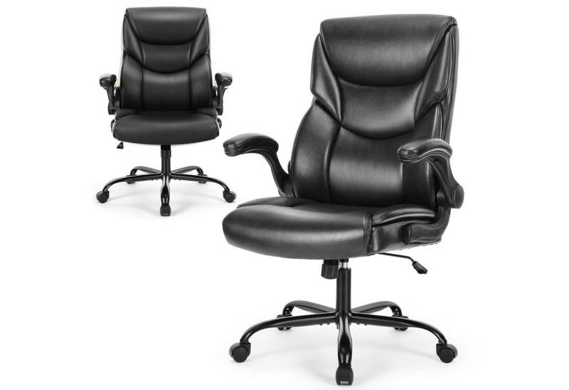 Refined Living Bürostuhl Chefsessel mit gepolsterten Klappbare Armlehnen Höhenverstellbar 120kg (360° leise Rollen Neigbar Drehstuhl Ergonomie Modern PU-Leder, 1 St), Computerstuhl Gaming-Stuhl Müdigkeit lindern, Büro, Studium, von Refined Living