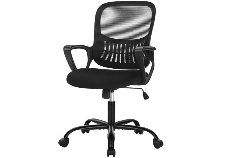 Refined Living Bürostuhl Ergonomie Drehstuhl Klappbare Armlehnen 360° leise Rollen Chefsessel (Netzstruktur auf der Rückseite, Höhenverstellung Kinderstuhl), Schreibtischstuhl für Schlafzimmer, Arbeitszimmer, Studenten, Büro von Refined Living