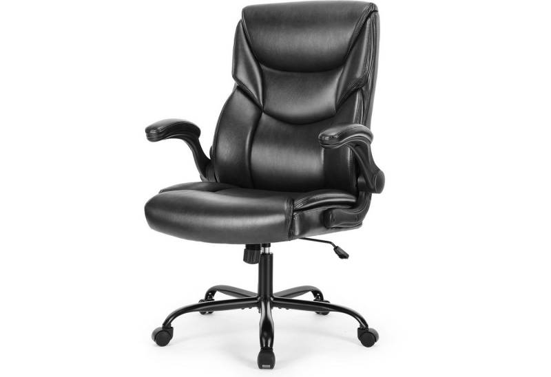 Refined Living Chefsessel Bürostuhl mit gepolsterten Klappbare Armlehnen Höhenverstellbar 120kg (360° leise Rollen Neigbar Drehstuhl Ergonomie Modern PU-Leder), Computerstuhl Gaming-Stuhl Müdigkeit lindern, Büro, Studium, von Refined Living